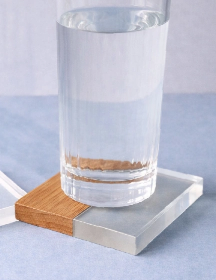 sous-verres chêne résine transparente